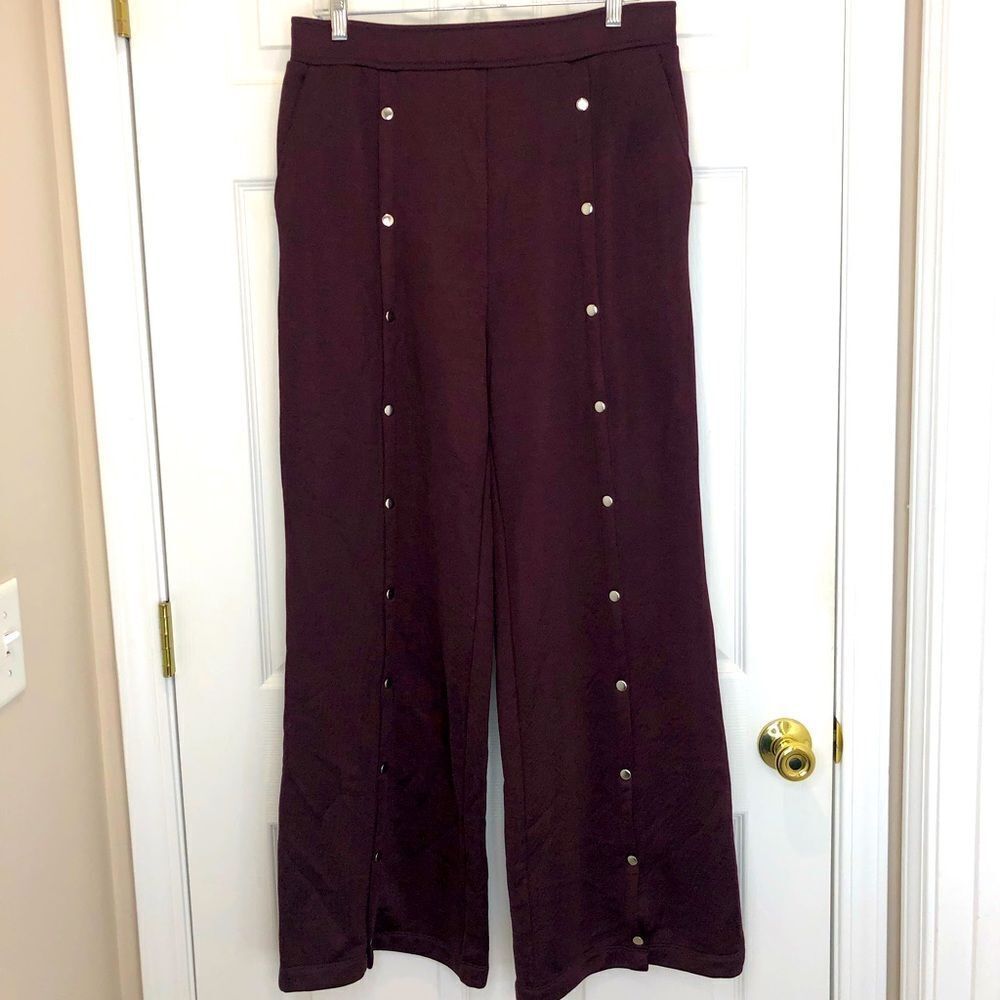 T by Alexander Wang burgundy red snap front jogger pants with pockets